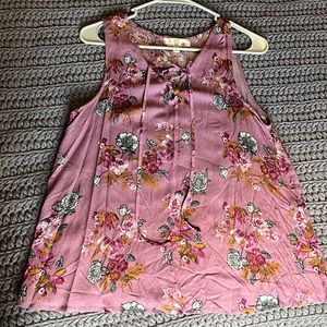 Floral lace up tank top